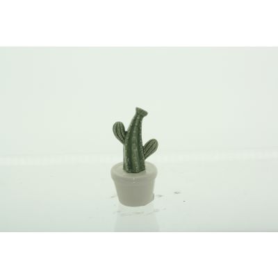 Porzellan-Topf Kaktus 5,5 x 5,5 x 12 cm grün/weiss 082345