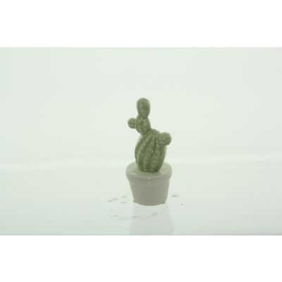 Porzellan-Topf Kaktus 5,5 x 5,5 x 13 cm grün/weiss 082359