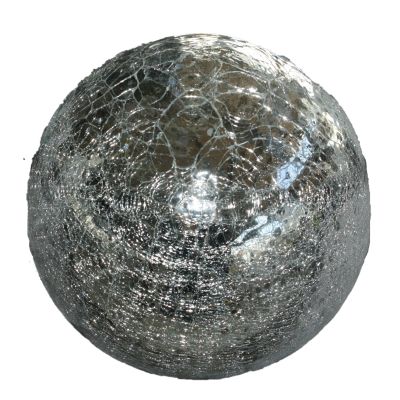 Glas-LED-Kugel mit Timer crackle 15 x 13,5 cm silber 112581