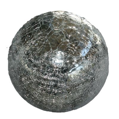 Glas-LED-Kugel mit Timer crackle 12 x 11 cm silber 112582