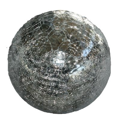 Glas-LED-Kugel mit Timer crackle 20 x 18 cm silber 119529