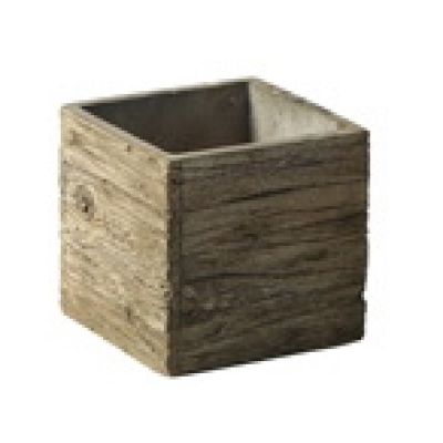 Zement-Topf Amadora 12 x 12 x 12 cm eckig aged wood braun 114881