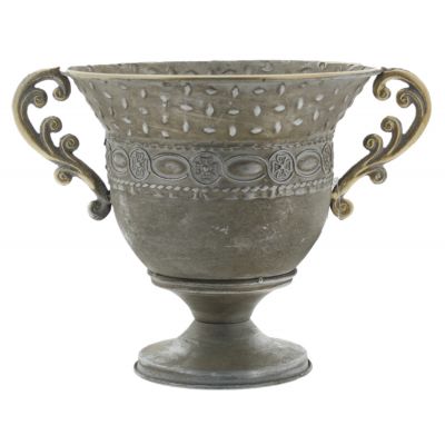 Metall-Pokal mit Plastikeinsatz 24,5 x 17 x 18 cm verzinkt 118826