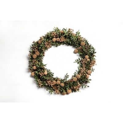 RUSCUS WREATH WITH PLANE BALL  38 CM GOLD 119516