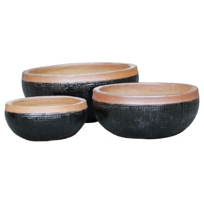 Keramik-Schale D 55 H 23 cm black stone 120599