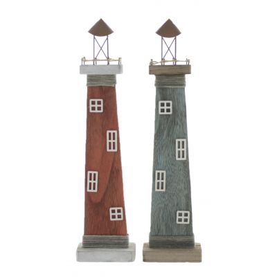 Holz-Leuchtturm 20 x 7 x 4,5 cm 2ass 121727