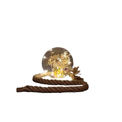 Glas Ball 18 cm mit Inhalt Blume mit 10 LED Lichterkette 124273