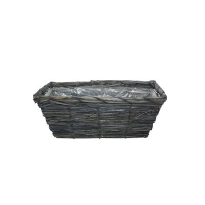 Gras-Korb mit Plastikliner 25x10x10 (20x8) cm white washed grau 126626
