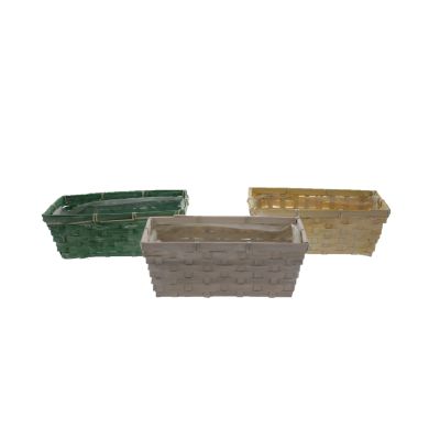 Bambus-Schale mit Plastikliner rechteckig 25x12 H10 cm weiss/gelb/grün ass 127517