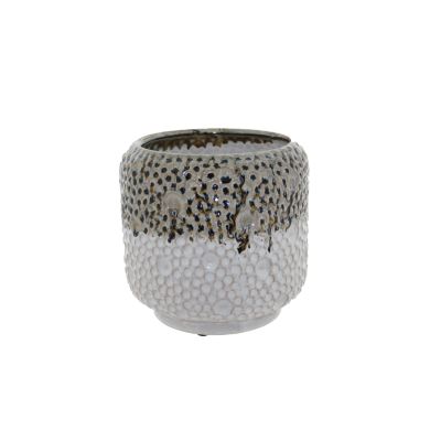 Keramik Topf Basel 20x20x20cm, weiß braun 129811