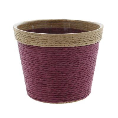  Paper Rope Topf rund D 12x10x8 cm hellbraun/purple 130368