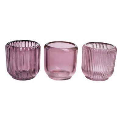 Glas Teelichthalter 8,5x8,5cm, pink 133337